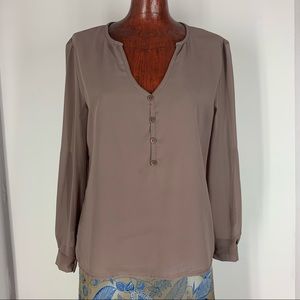 Sheer Brown Long Sleeves Blouse